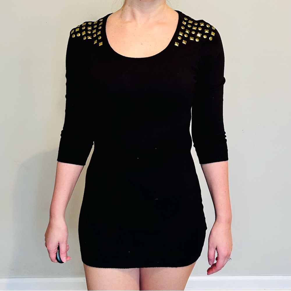 Material Girl Black Studded Sweater Dress